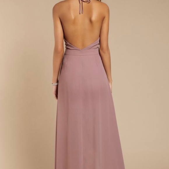 Mauve Halterneck Keyhole Maxi Wrap Dress - Picture 3 of 6